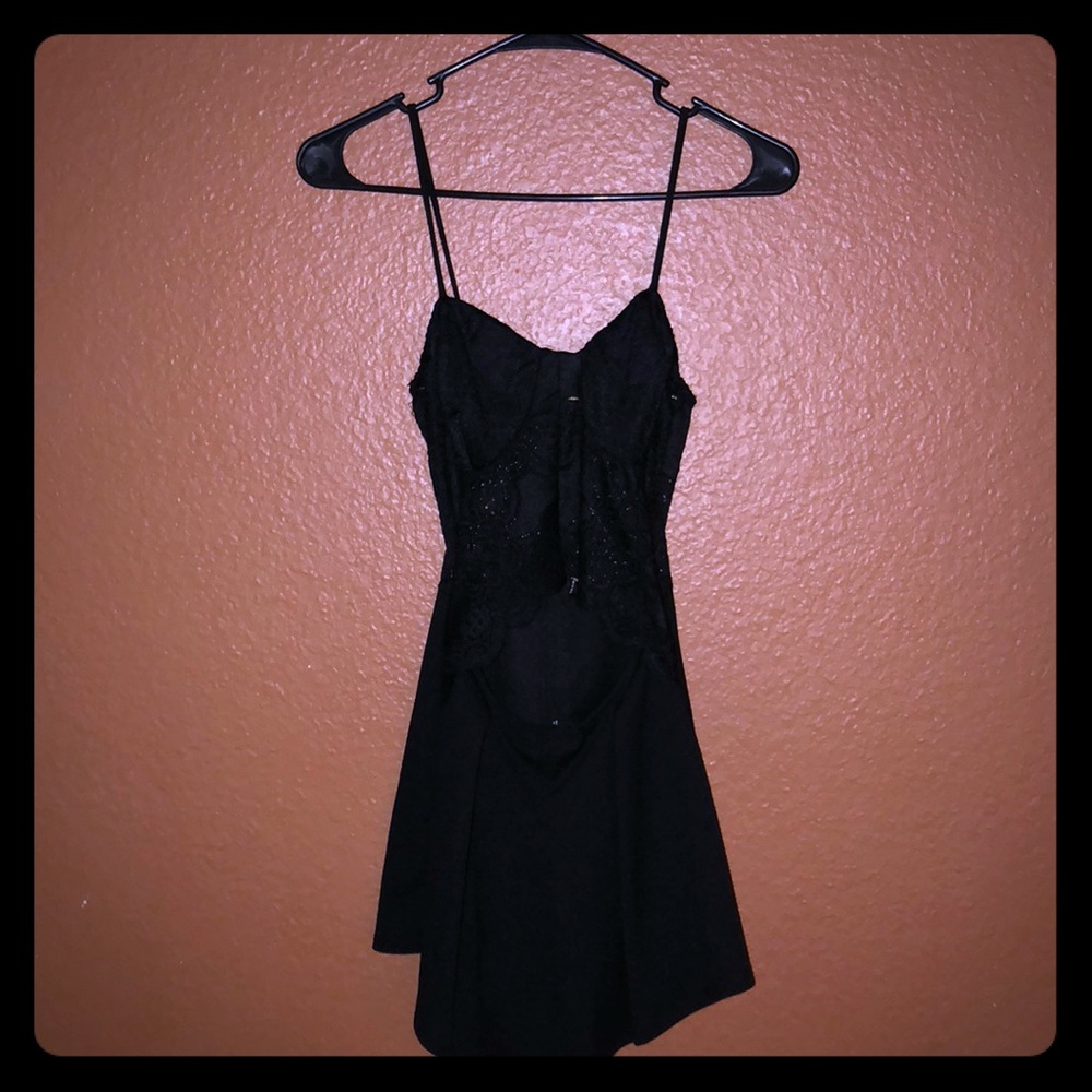 Black romper with lace on top